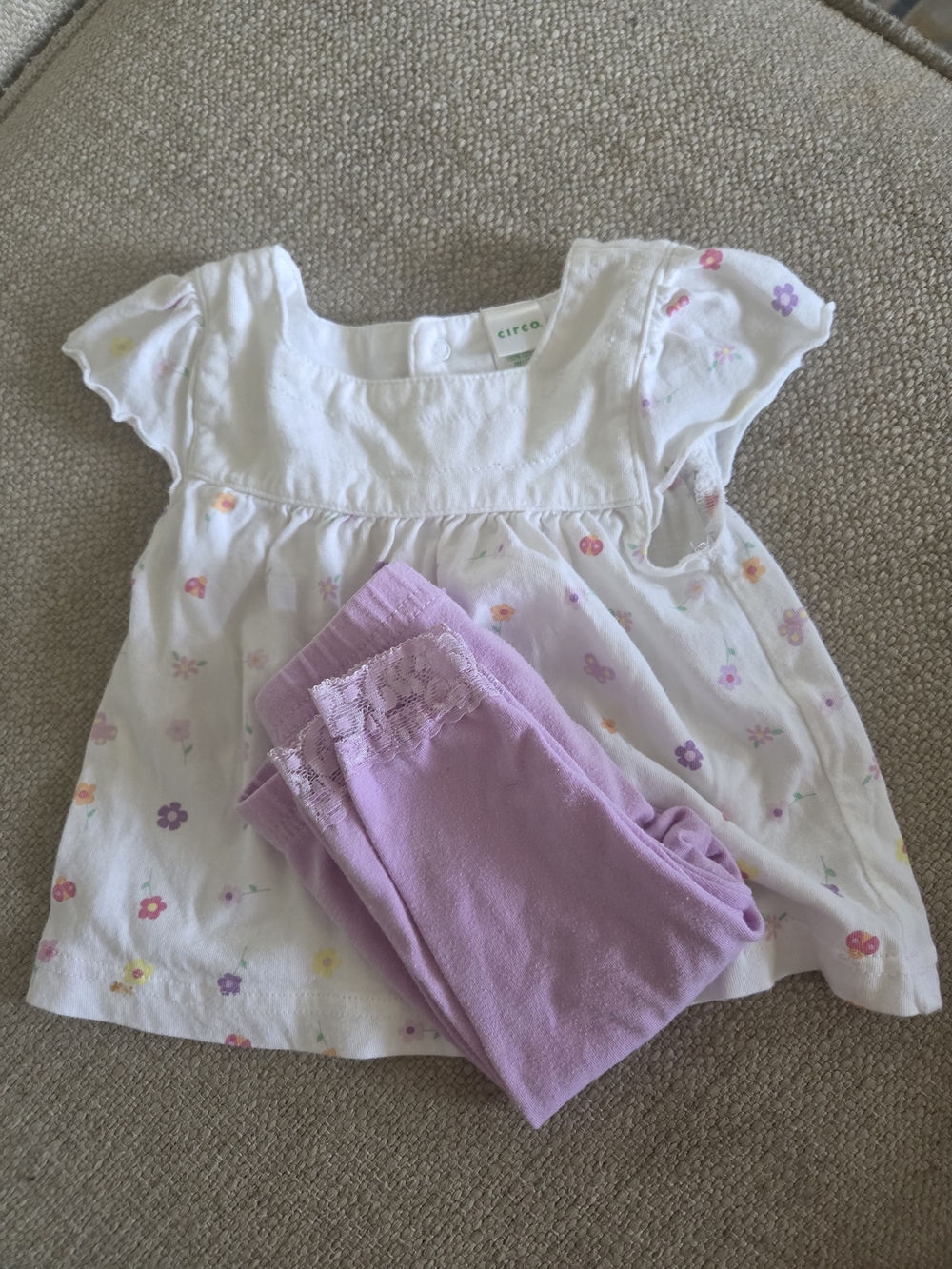 Circo White Floral Baby Top with Lilac Leggings